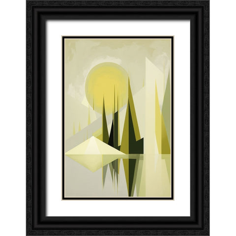 Mid Century Nature Green 16 Black Ornate Wood Framed Art Print with Double Matting by Heere, Ray