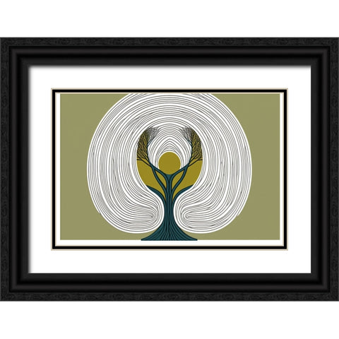 Mid Century Tree Of Life 3 Black Ornate Wood Framed Art Print with Double Matting by Heere, Ray