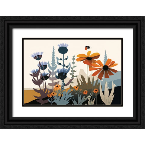 Mid Century Wildflowers 2 Black Ornate Wood Framed Art Print with Double Matting by Heere, Ray