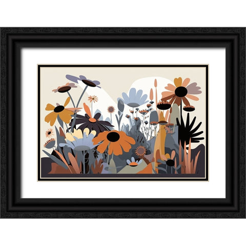 Mid Century Wildflowers 4 Black Ornate Wood Framed Art Print with Double Matting by Heere, Ray