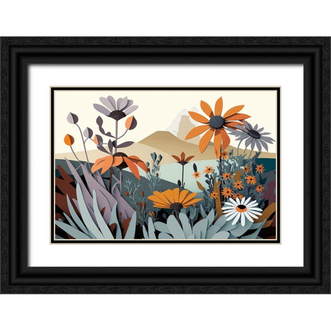 Mid Century Wildflowers 7 Black Ornate Wood Framed Art Print with Double Matting by Heere, Ray