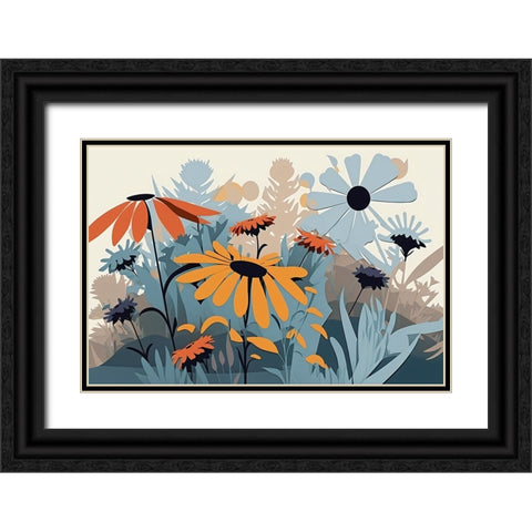 Mid Century Wildflowers 11 Black Ornate Wood Framed Art Print with Double Matting by Heere, Ray