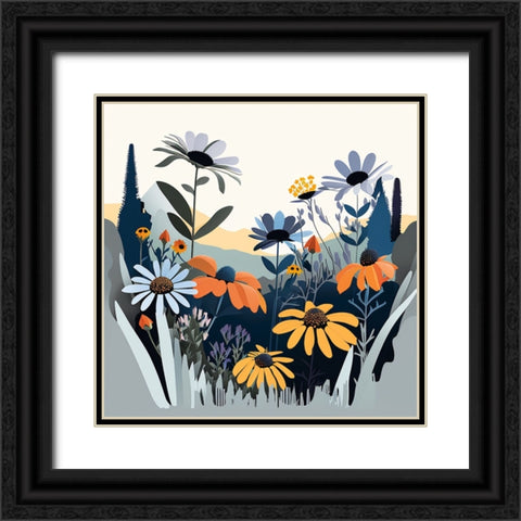 Mid Century Wildflowers 12 Black Ornate Wood Framed Art Print with Double Matting by Heere, Ray