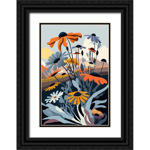 Mid Century Wildflowers 14 Black Ornate Wood Framed Art Print with Double Matting by Heere, Ray