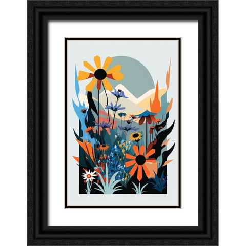 Mid Century Wildflowers 15 Black Ornate Wood Framed Art Print with Double Matting by Heere, Ray