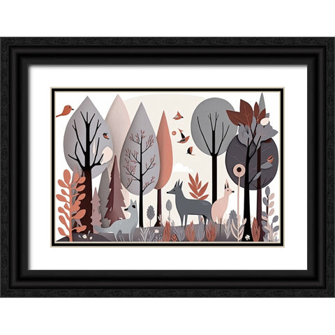 Mid Century Woodland 5 Black Ornate Wood Framed Art Print with Double Matting by Heere, Ray