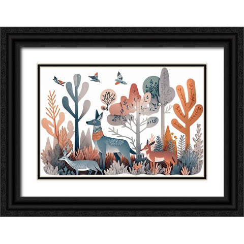 Mid Century Woodland 9 Black Ornate Wood Framed Art Print with Double Matting by Heere, Ray