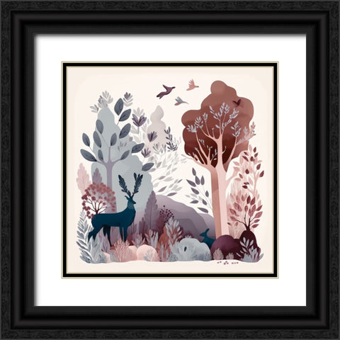 Mid Century Woodland 15 Black Ornate Wood Framed Art Print with Double Matting by Heere, Ray