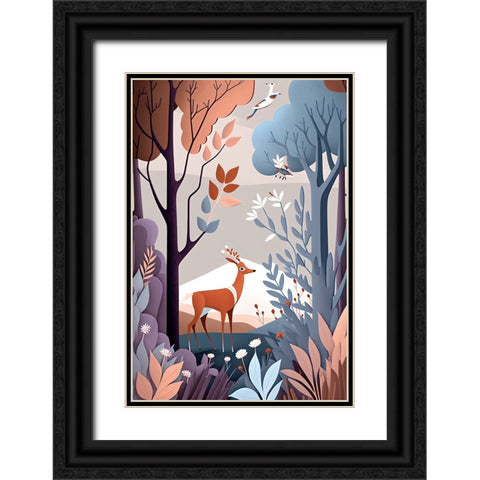 Mid Century Woodland 19 Black Ornate Wood Framed Art Print with Double Matting by Heere, Ray