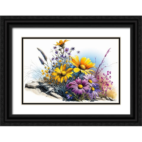 Watercolor Wildflowers 2 Black Ornate Wood Framed Art Print with Double Matting by Heere, Ray