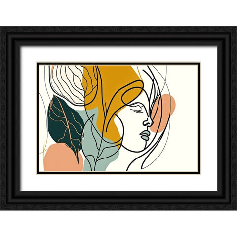 Botanical Minimalism Portraits 1 Black Ornate Wood Framed Art Print with Double Matting by Heere, Ray