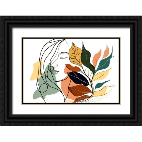 Botanical Minimalism Portraits 5 Black Ornate Wood Framed Art Print with Double Matting by Heere, Ray