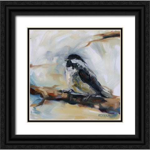 Chickadee 1 Black Ornate Wood Framed Art Print with Double Matting by Gould, Renee
