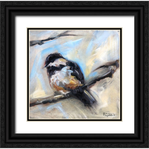 Chickadee 5 Black Ornate Wood Framed Art Print with Double Matting by Gould, Renee