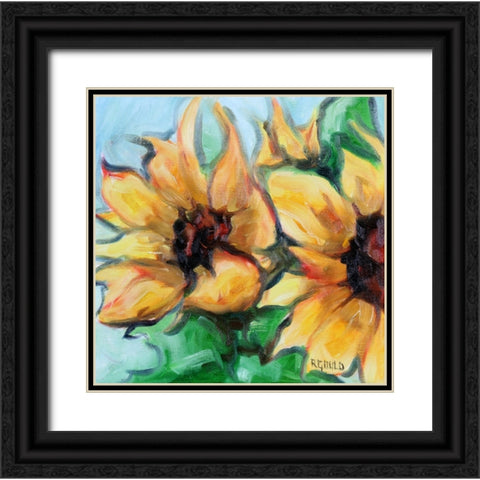 Sunflowers 4 Black Ornate Wood Framed Art Print with Double Matting by Gould, Renee