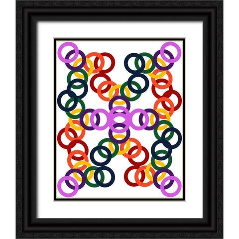Rainbow Circles-18 Black Ornate Wood Framed Art Print with Double Matting by Homawoo, Richard