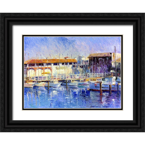 Fishermans Wharf Black Ornate Wood Framed Art Print with Double Matting by Wallich, Richard