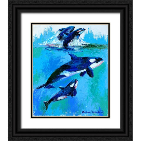 Whales Black Ornate Wood Framed Art Print with Double Matting by Wallich, Richard