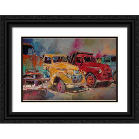 Trucks In Montrose Black Ornate Wood Framed Art Print with Double Matting by Wallich, Richard