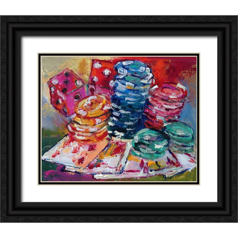 Cards Black Ornate Wood Framed Art Print with Double Matting by Wallich, Richard