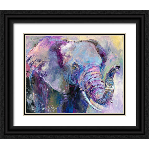Blue Elephant Black Ornate Wood Framed Art Print with Double Matting by Wallich, Richard