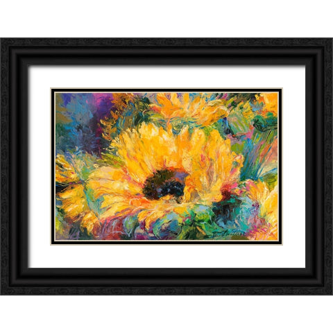 Blue Sunflowers Black Ornate Wood Framed Art Print with Double Matting by Wallich, Richard