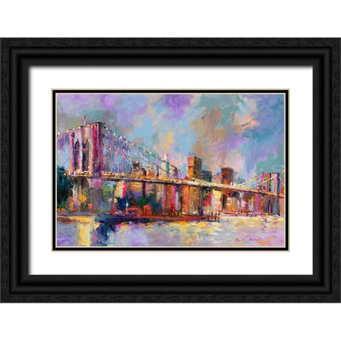 Brooklyn Bridge Black Ornate Wood Framed Art Print with Double Matting by Wallich, Richard