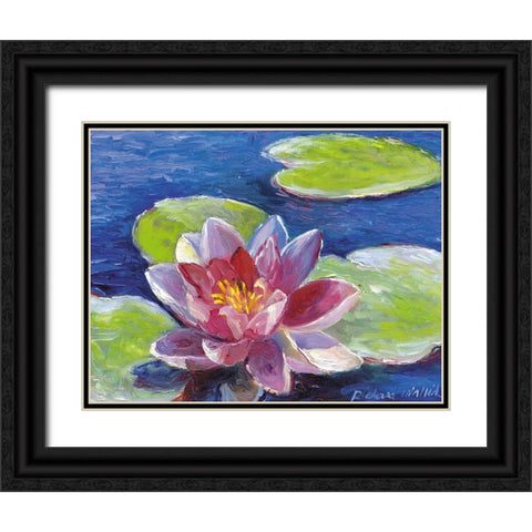 Lily Pad Flowers Black Ornate Wood Framed Art Print with Double Matting by Wallich, Richard