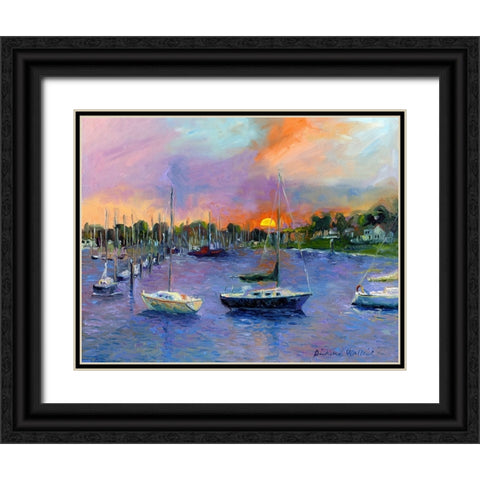 Wickford At Dusk Black Ornate Wood Framed Art Print with Double Matting by Wallich, Richard