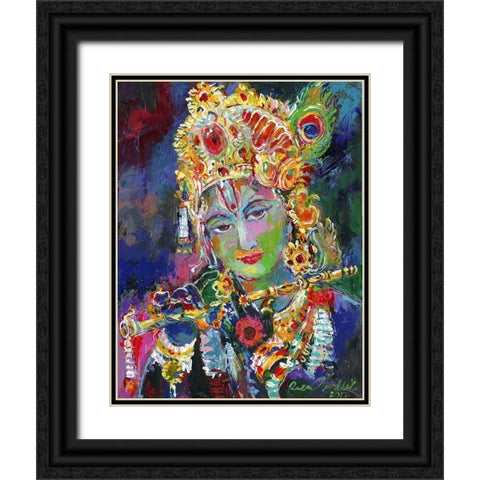 Krishna Black Ornate Wood Framed Art Print with Double Matting by Wallich, Richard