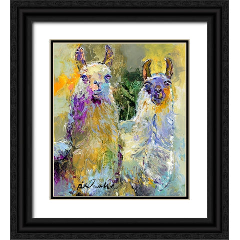 Llamas Black Ornate Wood Framed Art Print with Double Matting by Wallich, Richard