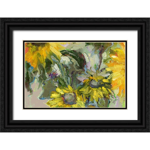 Sunflowers 2 Black Ornate Wood Framed Art Print with Double Matting by Wallich, Richard