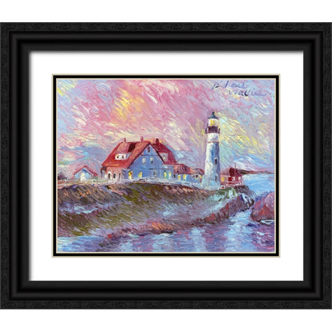 Lighthouse Black Ornate Wood Framed Art Print with Double Matting by Wallich, Richard