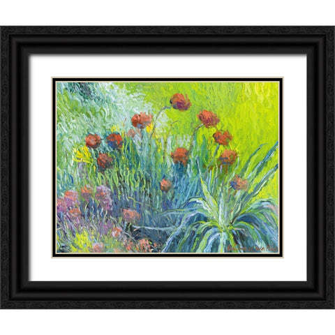 Art Flowers 1 Black Ornate Wood Framed Art Print with Double Matting by Wallich, Richard
