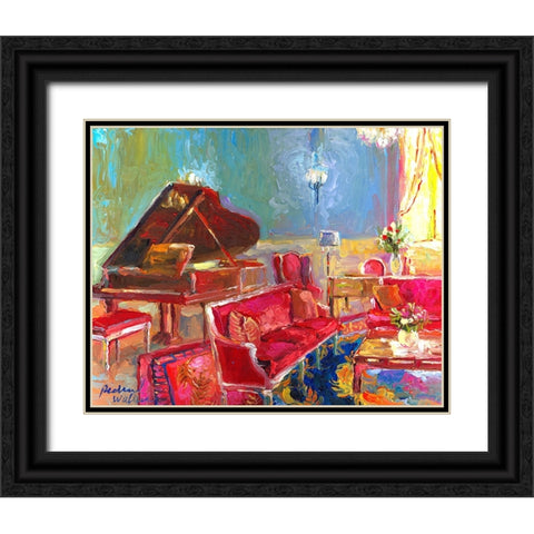 Piano Bar 2 Black Ornate Wood Framed Art Print with Double Matting by Wallich, Richard