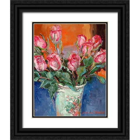 Roses Black Ornate Wood Framed Art Print with Double Matting by Wallich, Richard