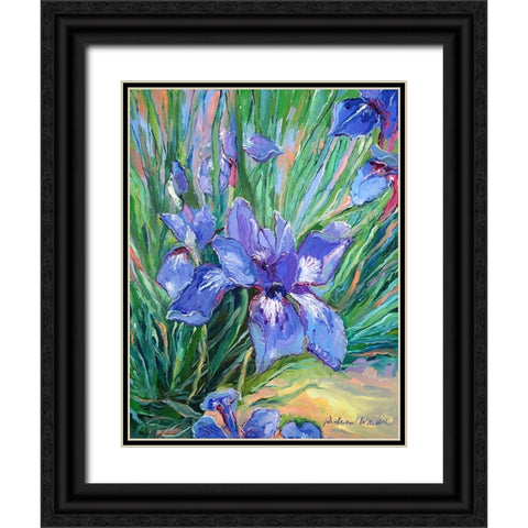 Iris Black Ornate Wood Framed Art Print with Double Matting by Wallich, Richard