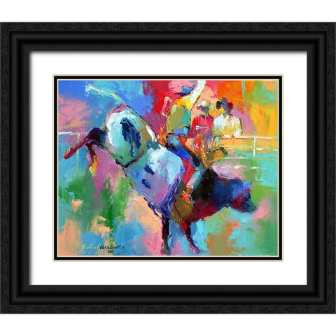 Bull Riding Black Ornate Wood Framed Art Print with Double Matting by Wallich, Richard