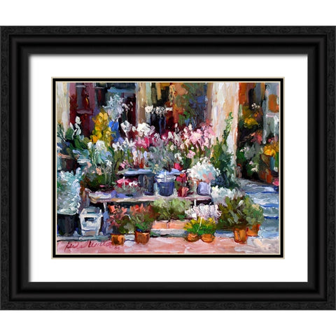 Flower Stand Black Ornate Wood Framed Art Print with Double Matting by Wallich, Richard