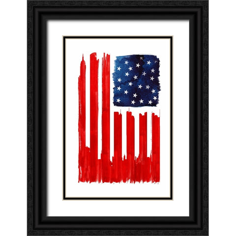 Stars And Buildings Black Ornate Wood Framed Art Print with Double Matting by Farkas, Robert