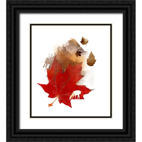 Autmn Leaf Black Ornate Wood Framed Art Print with Double Matting by Farkas, Robert