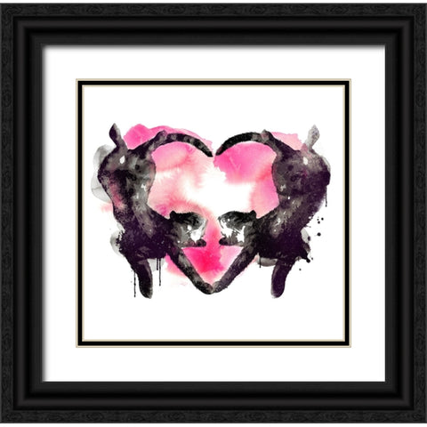 Cat Love 2 Black Ornate Wood Framed Art Print with Double Matting by Farkas, Robert