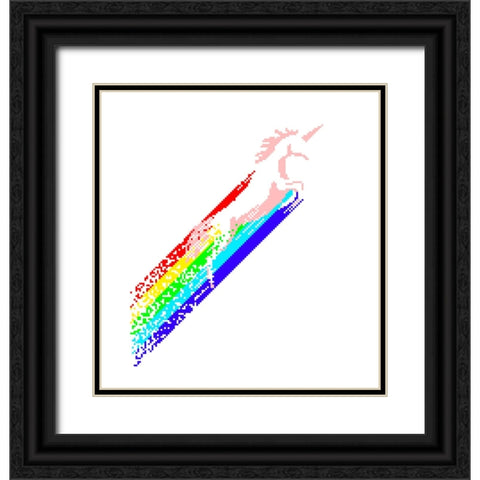 Pixel Unicorn Black Ornate Wood Framed Art Print with Double Matting by Farkas, Robert