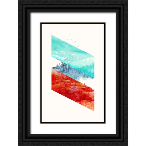 Montain Stripes Black Ornate Wood Framed Art Print with Double Matting by Farkas, Robert