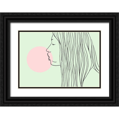Pink Bubble Gum Black Ornate Wood Framed Art Print with Double Matting by Farkas, Robert