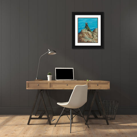 Iguana Black Ornate Wood Framed Art Print with Double Matting by Wavra, Robert
