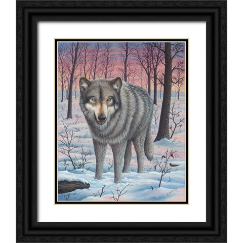 Lone Wolf Black Ornate Wood Framed Art Print with Double Matting by Wavra, Robert