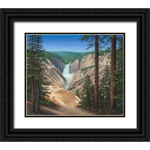 Lower Falls - Yellowstone Black Ornate Wood Framed Art Print with Double Matting by Wavra, Robert
