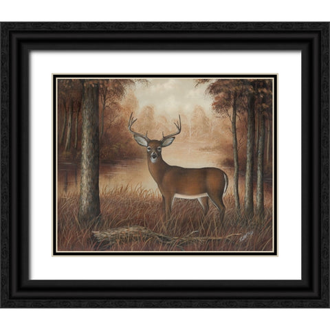 Autumn Buck Black Ornate Wood Framed Art Print with Double Matting by Wavra, Robert