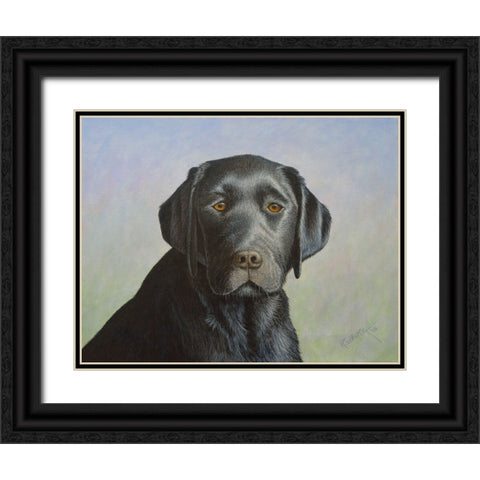 Black Labrador Retriever Black Ornate Wood Framed Art Print with Double Matting by Wavra, Robert